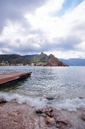 Photo for Balaklava Bay, Ukraine. Landscape with sea rock shore. - Royalty Free Image