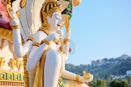 Photo for Koh Samui Temple's six armed statue of a deity. - Royalty Free Image