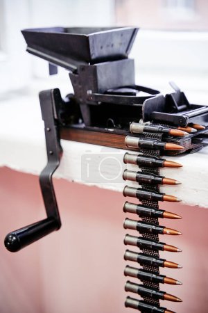 Système d'alimentation de la mitrailleuse Rakov, loupe de ceinture.