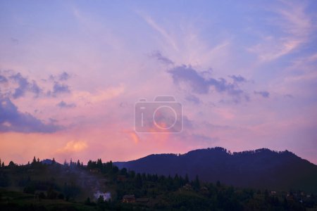Photo for Beautiful mountains landscape with sunset sky. Carpathians, Ukraine. - Royalty Free Image