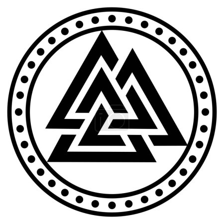 Valknut ancien symbole germanique nordique païen, isolé sur blanc, illustration vectorielle