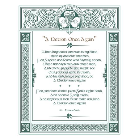 Irish design in vintage, retro style. Frame in the Old Norse Celtic style, isolated on white, vector illustration