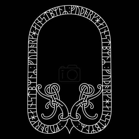 Diseño escandinavo vikingo. Animal mítico decorativo antiguo en celta, estilo escandinavo, ilustración del nudo-trabajo, ilustración del vector