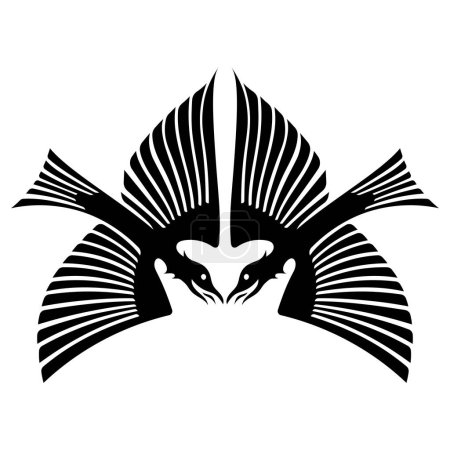 Diseño vikingo escandinavo. Dos cuervos negros dibujados en estilo nórdico antiguo celta, aislados en blanco, ilustración vectorial
