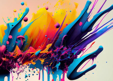 Photo for Colorful splashes of paint on neutral background, abstract art - Royalty Free Image