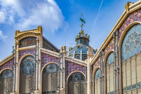 Photo for VALENCIA, SPAIN - MARCH 28, 2022: Central Market (Mercat Central), a public market located across from the Llotja de la Seda and the church of the Juanes. Valencian Art Nouveau. Built 1914-1928. - Royalty Free Image