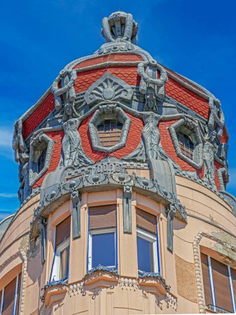 Photo for Old Hungarian architecture from the 19th century, at a building located in the center of the city of Szeged, Hungary. Detail. - Royalty Free Image