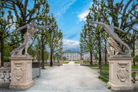 Photo for The Mirabell Gardens (in German Mirabellgarten) around the Mirabell Palace in the Austrian city of Salzburg. Entrance from Makarplatz. - Royalty Free Image
