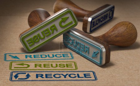 Photo for Rubber stamp with the words reduce, reuse and recycle. Waste management and 3R concept. 3d illustration. - Royalty Free Image