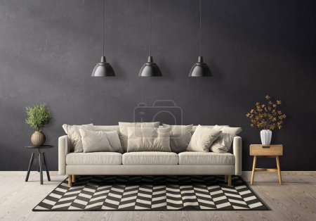 Photo for Modern living room with sofa. 3d illustration - Royalty Free Image