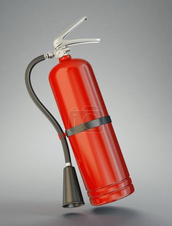 Photo for Fire extinguisher isolated on a grey background. 3d illustration - Royalty Free Image
