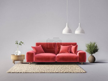 Photo for Modern living room with red sofa - Royalty Free Image