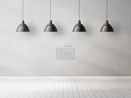 Photo for Ceiling lamps in ampty room. 3d illustration - Royalty Free Image