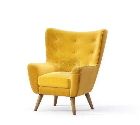 Photo for Yellow armchair isolated on a white. 3d illustration - Royalty Free Image