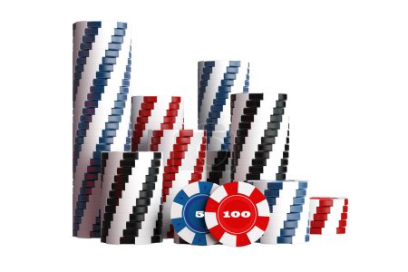 Foto de Pile of Casino Gambling Tokens Isolated on White 3D Rendered Illustration. - Imagen libre de derechos