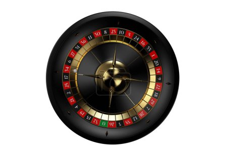 Photo for Black Matt Vegas Style Roulette Wheel 3D Illustration. Gambling Graphic ELement. - Royalty Free Image