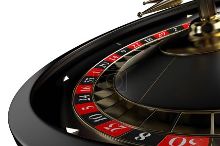 Téléchargez les photos : Classic Black Matt Roulette Close Up 3D Rendered Illustration. Casino Gambling Object. - en image libre de droit