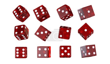 Photo for Red Glassy Casino Dices Playing Object.  3D Rendered. - Royalty Free Image