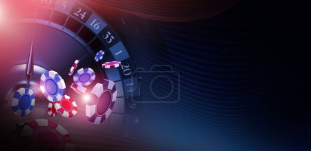 Téléchargez les photos : Roulette Casino Game Bet Concept Background with Right Side Copy Space. 3D Rendered Illustration. - en image libre de droit