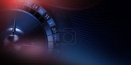 Téléchargez les photos : Las Vegas Casino Roulette Wheel Game Conceptual 3D Illustration with Right Side Copy Space. Bluish Reddish Colour Theme. - en image libre de droit