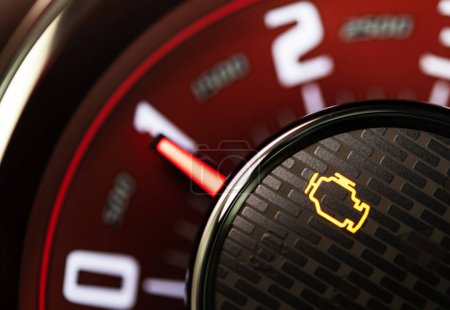 Photo for Modern Gasoline Combustion Engine Check Engine Error on a Car Dashboard - Royalty Free Image