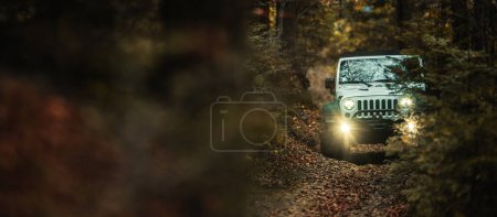 Photo for SUV Wilderness Off Road Driving. Modern Vehicle on a Countryside Road. - Royalty Free Image