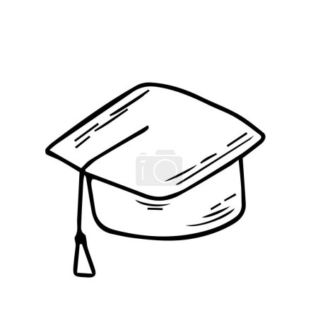 Illustration for Student graduation hat isolated on white background. Square academic cap. Symbol of bachelors and masters degree. Flat style vector illustration. - Royalty Free Image