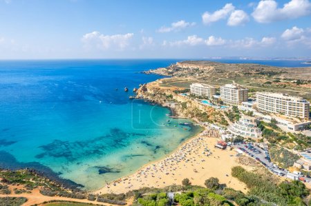 Landscape with Golden bay beach, Malta