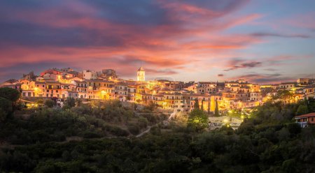 Photo for Landscape with Capoliveri village at night, Elba island,  Italy - Royalty Free Image