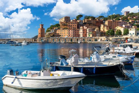 Photo for Landscape with Rio Marina village and harbour, Elba islands, Tuscany, Italy - Royalty Free Image