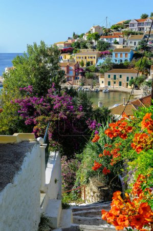Foto de Landscape with Assos village on Kefalonia, Ionian island, Greece - Imagen libre de derechos