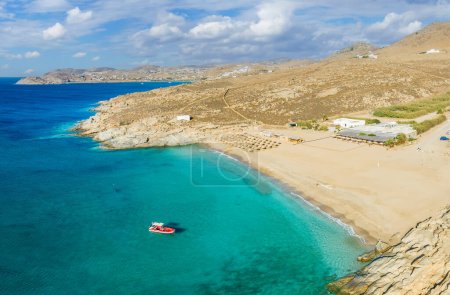 Landscape with Lia beach, Mykonos island, Greece Cyclades