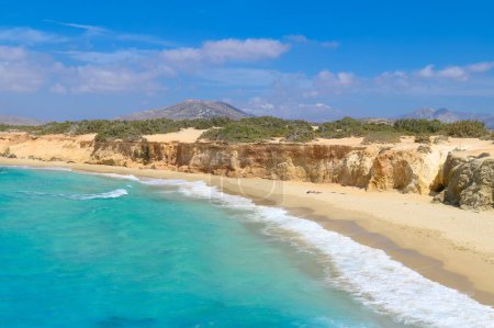 Landschaft mit Hawaii-Strand, Region Alyko, Insel Naxos, griechische Kykladen 