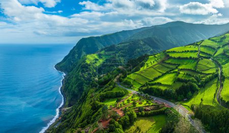 Photo for Landscape with Miradouro da Ponta do Sossego Nordeste, Sao Miguel island, Azores archipelago, Portugal. - Royalty Free Image