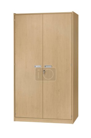 Wooden wardrobe isolated in white back