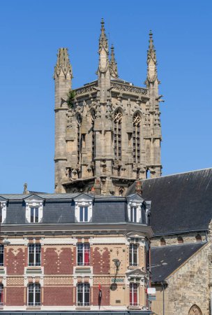 St Etienne steeple in Fecamp, a commune in the Seine-Maritime department in the Normandy Region of France