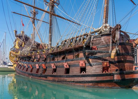 Historic sailing ship seen in Genoa, the capital of the italian region of Liguria