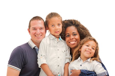 Photo for Happy multiethnic family, Caucasian, Brazilian - Royalty Free Image