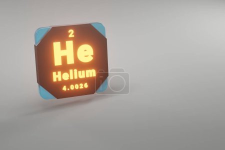 Photo for Beautiful abstract illustrations Standing black and fire Helium  He 2 element of the periodic table. Modern design with golden elements, 3d rendering illustration. Blue gray background. - Royalty Free Image