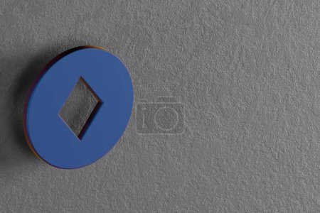 Photo for Beautiful abstract illustrations Blue Diamonds Token symbol icons on a wall background. 3d rendering illustration. Background pattern for design. - Royalty Free Image