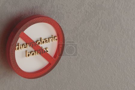 Photo for Beautiful abstract illustration thermobaric bombs Forbidden, prohibiting sign, prohibition, warning symbol icon on a grey background. 3d rendering illustration. Background pattern for design... - Royalty Free Image