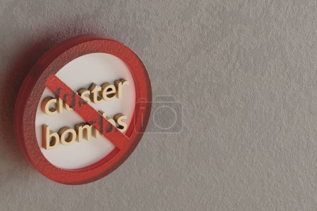 Photo for Beautiful abstract illustration cluster bombs Forbidden, prohibiting sign, prohibition, warning symbol icon on a grey background. 3d rendering illustration. Background pattern for design... - Royalty Free Image