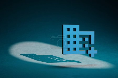 Photo for Beautiful abstract illustrations Domain Add symbol icon on a dark blue background. 3d rendering illustration. Background pattern for design. - Royalty Free Image