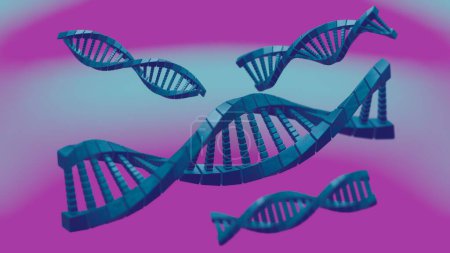 Téléchargez les photos : Abstract DNA helix with hexagonal elements on a holographic backdrop, blending biology and futuristic design. - en image libre de droit