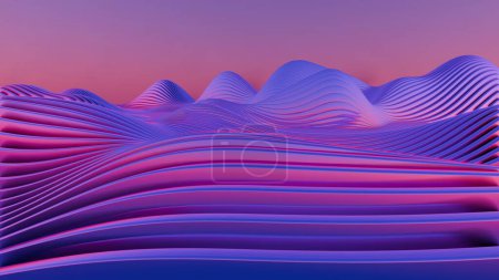 This Landscape Image features a minimalist design of retro waves with a sun, offering a blend of modern aesthetics and nostalgic elements.