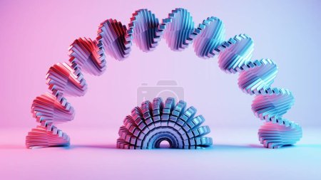 This 3D render presents an abstract swirl, characterized by minimalistic design elements, creating a visually captivating and simplistic composition.