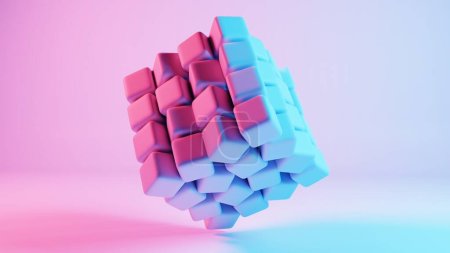 Photo for 3D background composed of soft cubes, creating a visually appealing and tactile environment. - Royalty Free Image