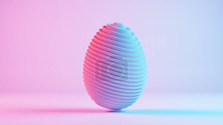 Diseño minimalista en 3D de huevos de Pascua con una estética retro wave, combinando elementos navideños clásicos con un toque moderno