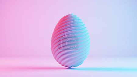 Diseño minimalista en 3D de huevos de Pascua con una estética retro wave, combinando elementos navideños clásicos con un toque moderno