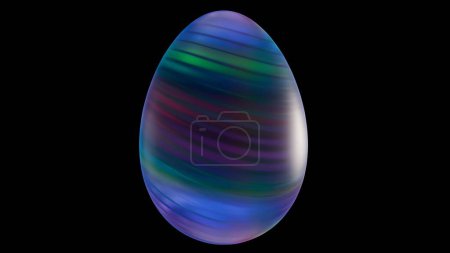 3D minimalist Easter egg design with a glass texture and retro wave elements, merging classic holiday symbolism with modern aesthetics
